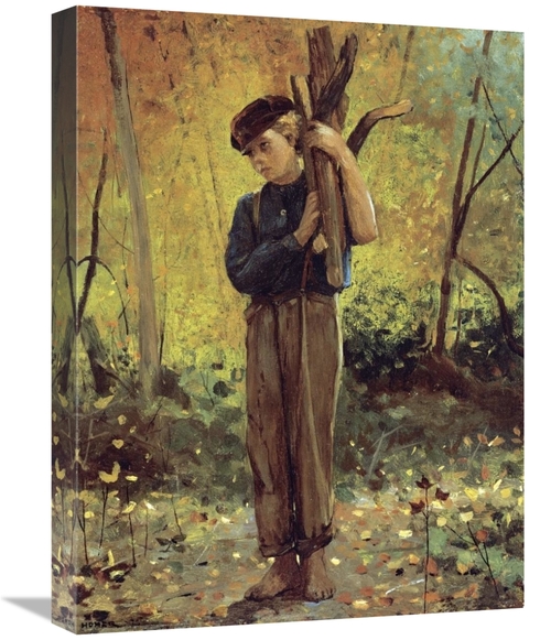 Global Gallery GCS-268137-22-142 22 in. Boy Holding Logs Art Print - W