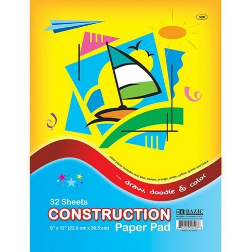 Bazic 528 32 Ct. 9" X 12" Construction Paper Pad Cas