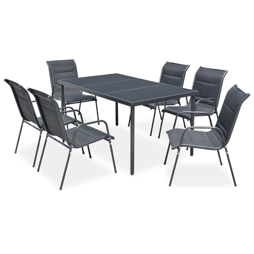 9 Piece Outdoor Dining Set Steel Black