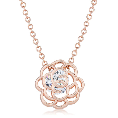 Main Maya 1.28ct CZ Rose Gold Rose Drop Pendant image