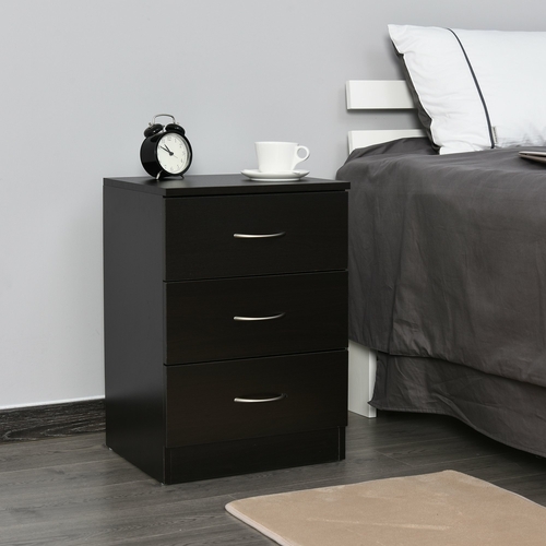 HOMCOM Modern Style Bedside Table with 3 Drawer Storage Cabinet