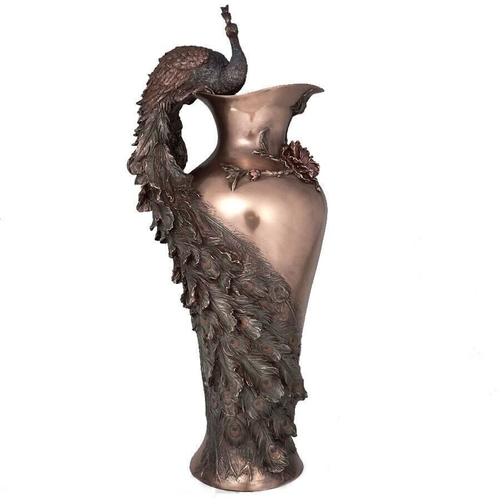 Nouveau Style Prunus and Peacock Platter-Height-19 Inch-Cold Cast