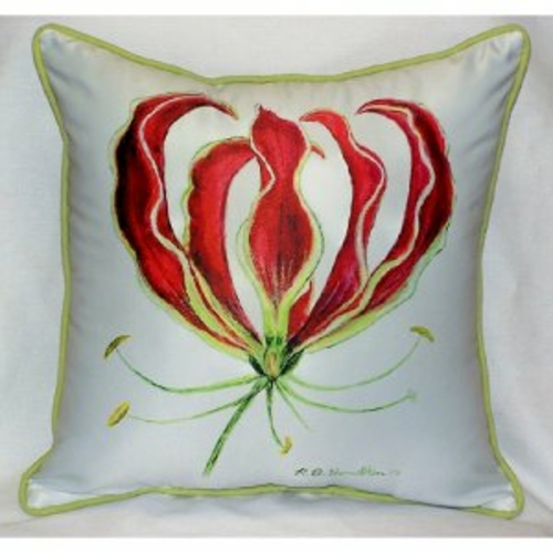 Betsy Drake ZP482 Red Lily Throw Pillow- 22 x 22 in.