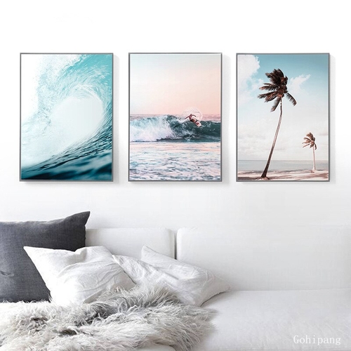 Nordic Landscape Surf Poster Wall Art Aerial Beach