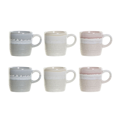 Piece Coffee Cup Set DKD Home Decor Grey Pink Green Stoneware (9 x 6,5