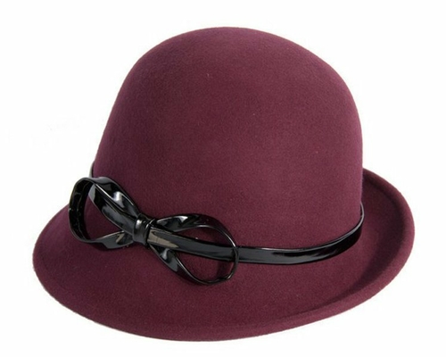 Burgundy wine felt ladies cloche hat