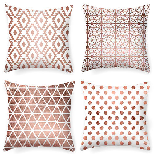 DIDIHOU Pink Geometric Pattern Throw Pillow Cotton