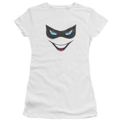 Batman-Harley Face - Short Sleeve Junior Sheer Tee - White, Small