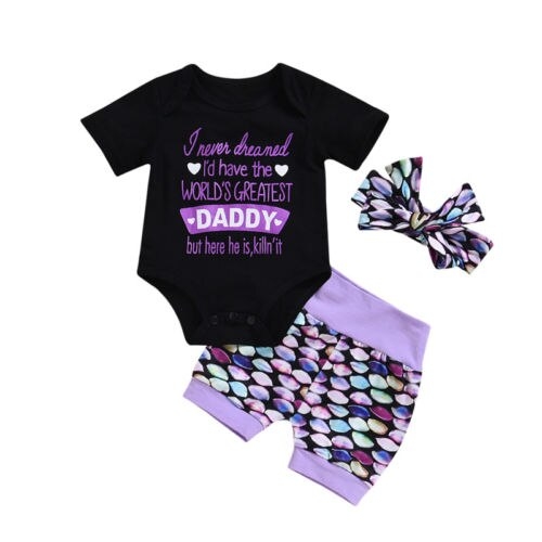 Newborn Baby Girls Cotton Tops Romper Shorts