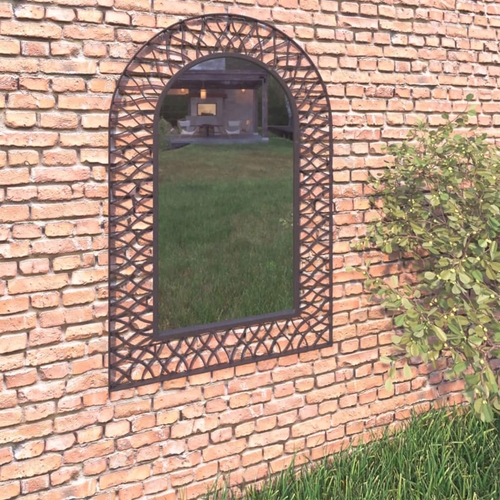 Garden Wall Mirror Arched 19.6"x31.4" Black