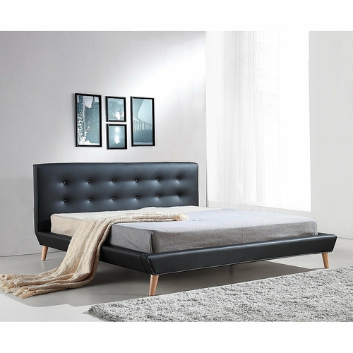 King PU Leather Deluxe Bed Frame - Black