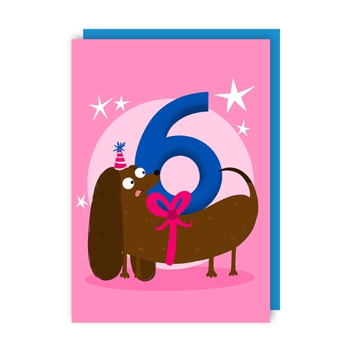 Dog Six Age Birthday Card (Pack of 6)
