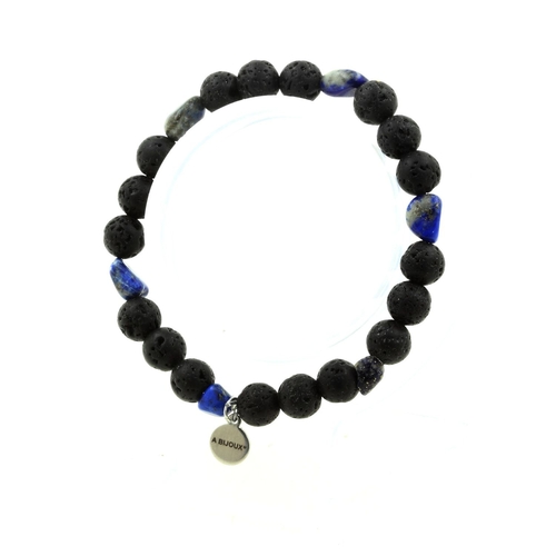 Lapis Lazuli from Pakistan + Lava Bracelet 8 mm Beads.
