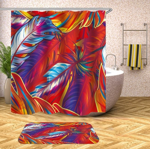 Fire Colors Feathers Shower Curtain