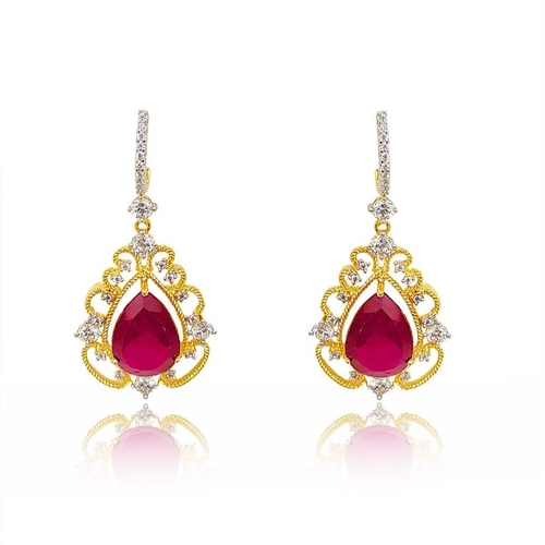Diamond Sparkling CZ Crystal Pear Drop Earrings For Women & Girls