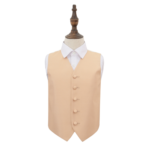 Solid Check Waistcoat - Boys - Champagne, 22'