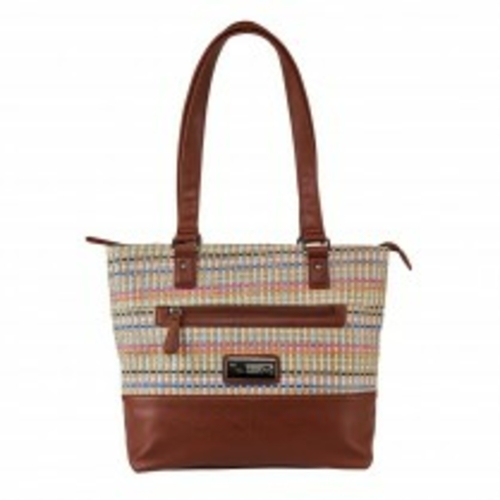 Main Woven Tote With Pockets - Brown image