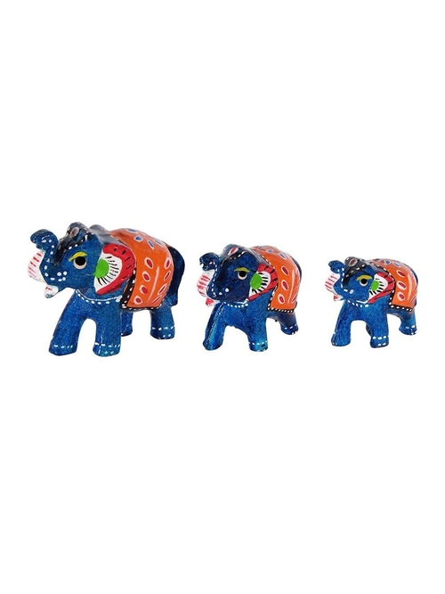 Handmade Elephant Showpiece Set Of 3 For Decoration 9 X 6Cm,7 X 5Cm,6