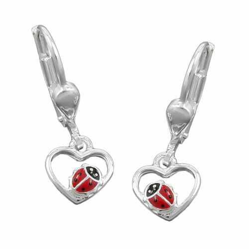 earrings heart ladybird silver 925