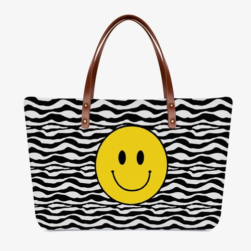 Jacki Easlick Zebra Happy Face Diving Cloth Tote