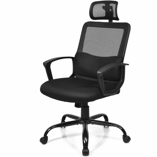 Mesh Office Chair Computer Desk with Headrest