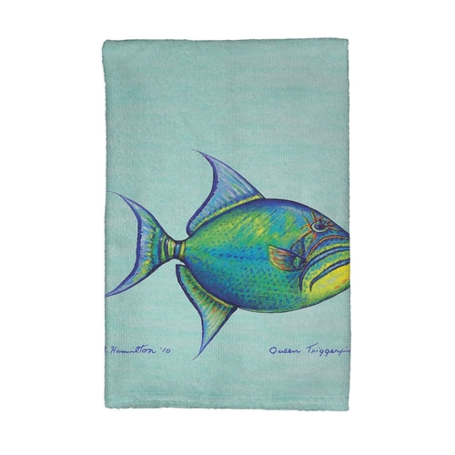 Betsy Drake KT114C Trigger Fish - Teal Kitchen Towel