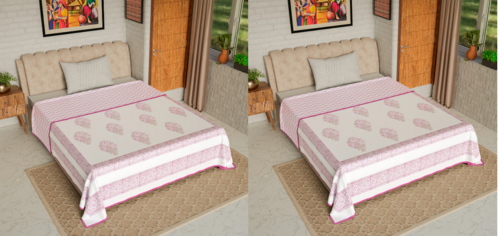 Cotton Blanket - Single Dohar ( 60 x 90 Inches) Pink Bouquet PACK OF 2
