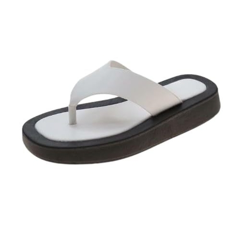 Women Summer Beach Open Toe Slippers (Size-UK-7) (Color-WHITE)