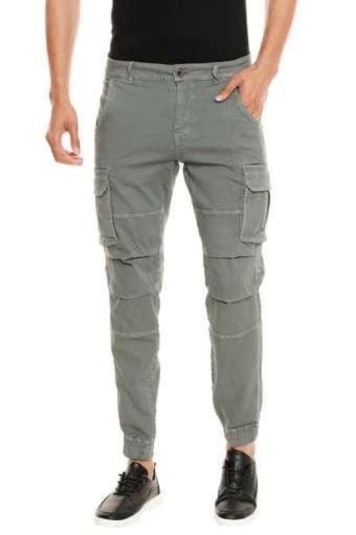 Mens Skinny Fit Rinse Wash Cargo Pants OLIVE 28