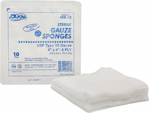 Dukal Type VII Gauze Sponges 4" x 4". Case of 1280 8-ply Gauze