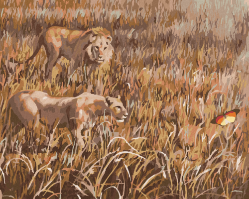 Zuty - Paint by Numbers - LION ON THE HUNT (D. RUSTY RUST), 40x50 cm