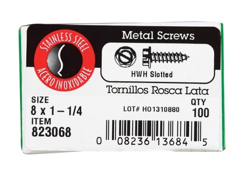 Hillman 823068 8 x 1.25 in. Hex Head Sheet Metal Screws  Stainless Ste