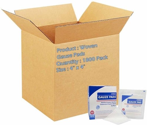 Dukal Woven Gauze Pads 4" x 4". Case of 1800 12-ply Disposable Cotton