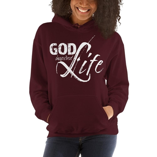Womens Hoodie - Pullover Sweatshirt - God Inspired Life / White