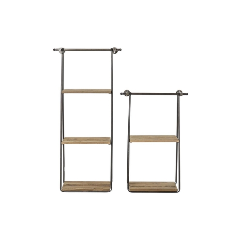 Shelves DKD Home Decor 2 Pieces 42,5 x 20 x 89,5 cm Black Metal Brown