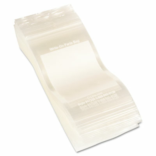 Write-On Recloseable Small Parts Bags, Poly, 3 x 5, Clear&
