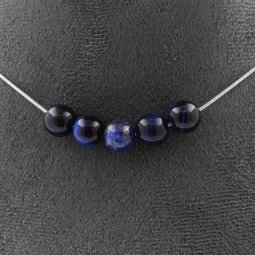 Blue Tiger's Eye 8 mm 5 beads necklace.