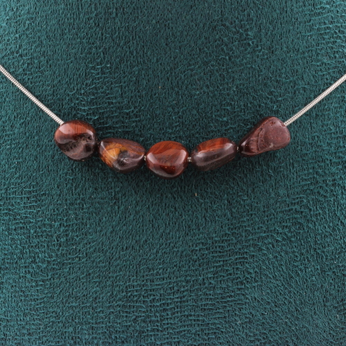 Red Tiger Eye from Brazil 5 beads necklace.