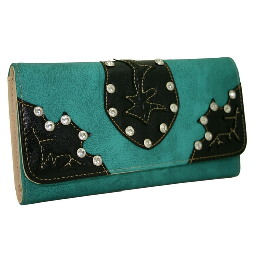 Ritz WB145-TQ 7.5 x 4.5 in. Western Rhinestone Bling Leaf Designed Wal