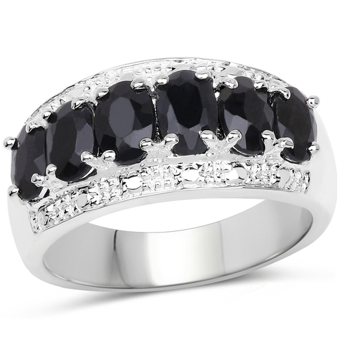 3.30 Carat Genuine Black Sapphire .925 Sterling Silver Ring