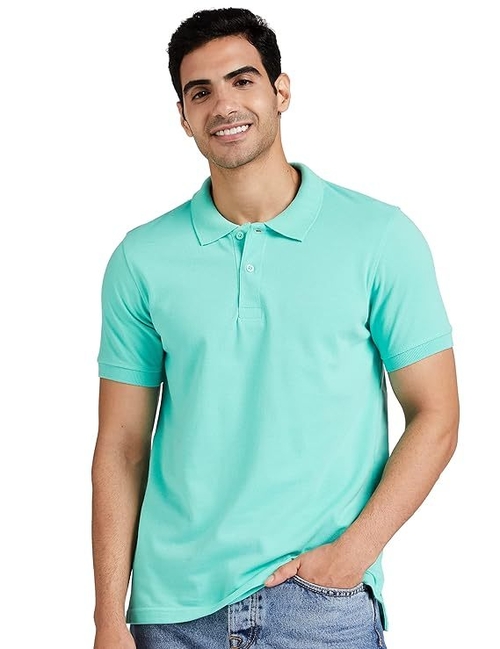 Mens Cotton Solid Regular Fit Half Sleeves Polo T-Shirt