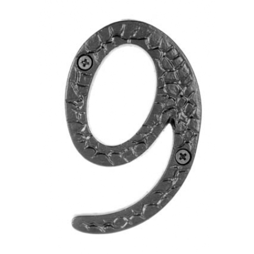 Acorn RN9BP 4" Rough Iron Address Number 9 - Black