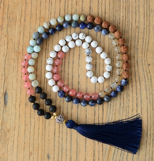 Beads Knot Necklace Natural Stones Tibetan Charm