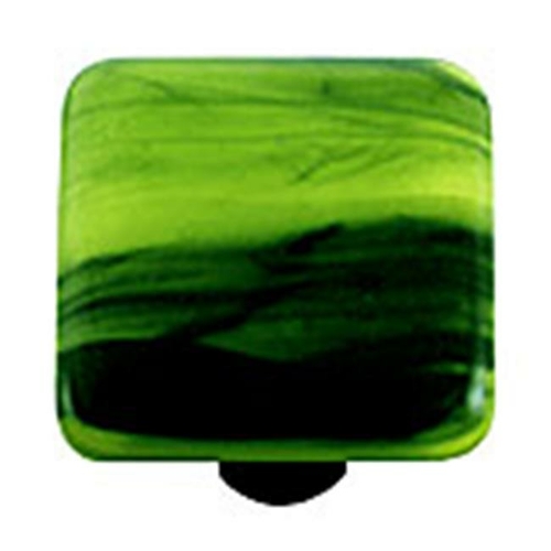 Hot Knobs HK2057-KB Black Swirl Spring Green Square Glass Cabinet Knob