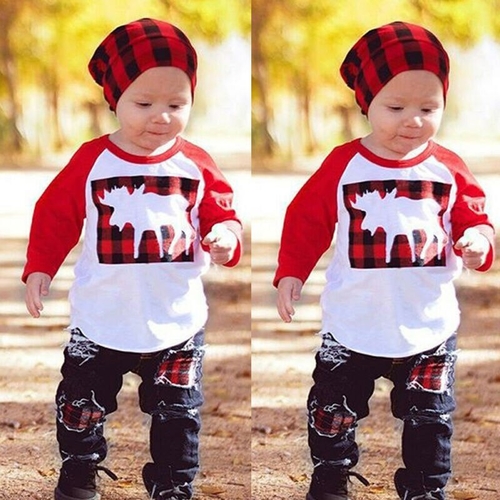 Xmas Newborn Autumn Kids Baby Boys Long Sleeve