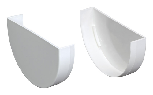 Plastmo 5005382 Classic 4 in. White Vinyl Half Round Gutter End Caps