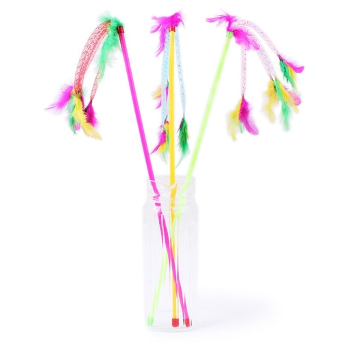 3Pcs/lot Funny Fun Cheap Cat Toys Colorful Feather