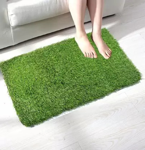 Fine Plastic Grass Artificial Turf Sheet Door Mat (Green)