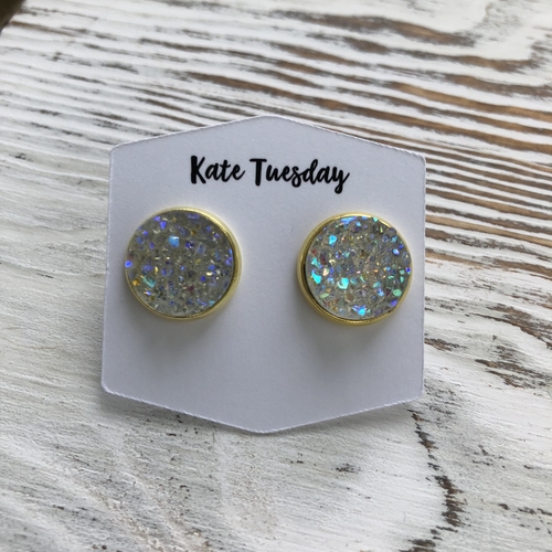 Clear Sparkle Druzy Earrings