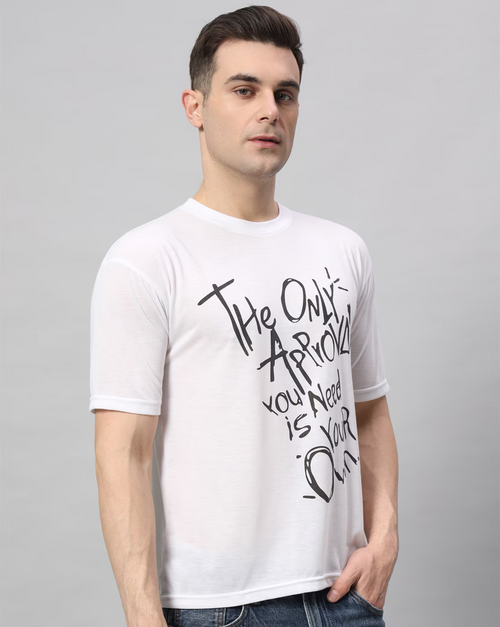 Men Typographic Print Regular Fit Round-Neck T-Shirt